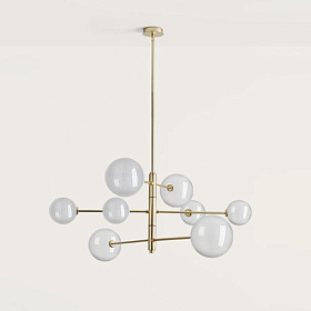 Люстра Atom 8L латунь - прозрачные плафоны