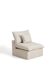 Кресло модульное Anarela бежевое из льна и вискозы со съемным чехлом, 90 см