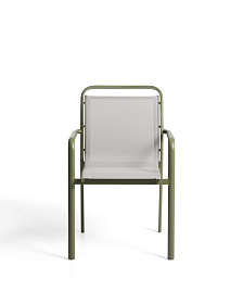 Уличный стул Luri из алюминия зеленого цвета и бежевого текстиля