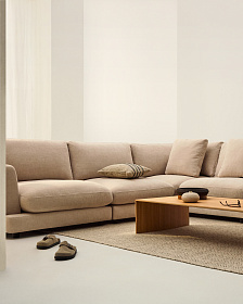 Угловой диван Gala 6-местный из бежевого шенилла