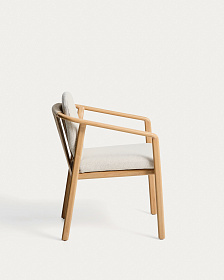 Уличный стул Sirte из алюминия с отделкой под дерево и веревкой цвета экрю