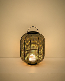 Портативная светодиодная настольная лампа Saranella из светло-серого искусственного ротанга