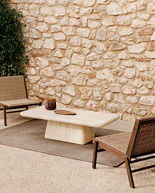 Журнальный столик Drasi из цемента с отделкой под травертин 140 x 70 см