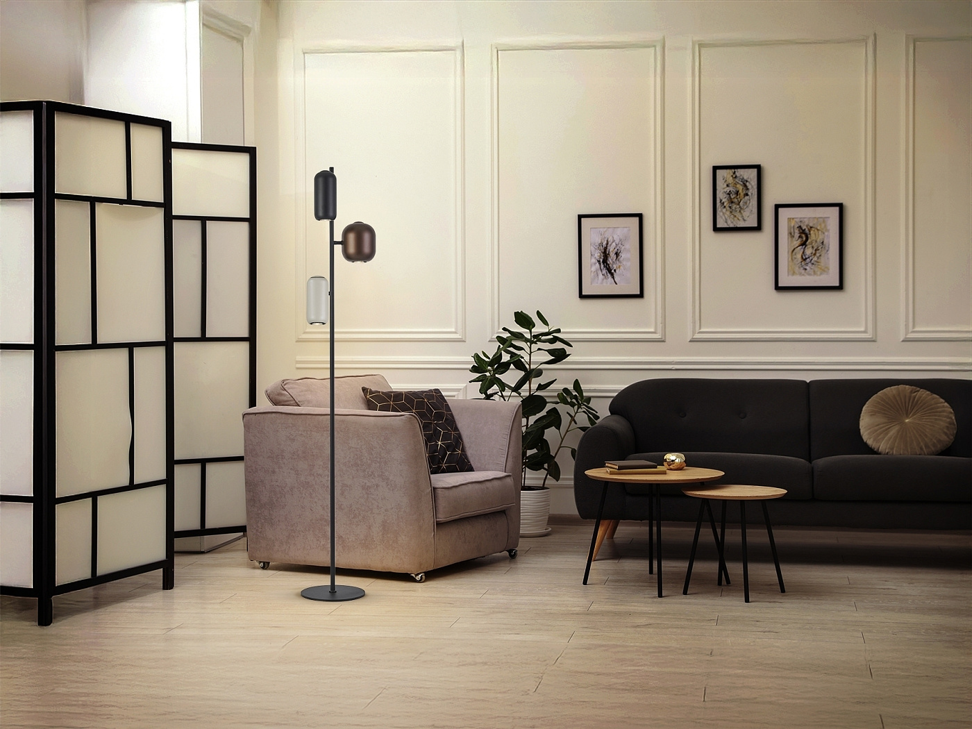 Nimes Торшер 3L черный-разноцветный