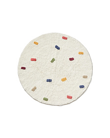 Круглый ковер Epifania из белого хлопка с разноцветными точками, Ø 100 см