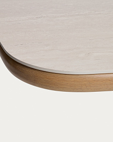 Уличный стол Mirtia из алюминия с отделкой под дерево и кремового спеченного камня, 240 x 110 см