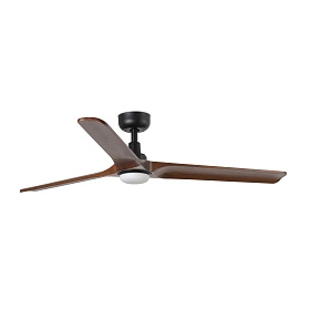 Вентилятор HEYWOOD L Ш1320mm черный / темное дерево 3P LED 10W CCT