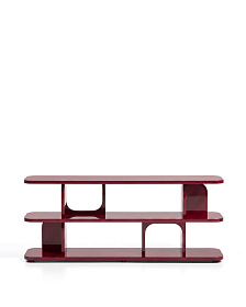 Стеллаж Aduma из МДФ с глянцевой бордовой лакированной отделкой, 160 x 65 см