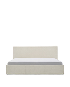 Кровать Nahiri бежевого цвета из шенилла с ящиком для хранения 180 x 200 см