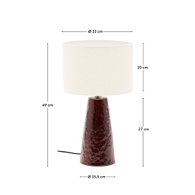 Настольная лампа Drava из бордовой керамики с хлопковым абажуром