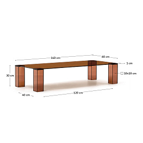 Журнальный столик Adularia из стекла коричневого цвета 140 x 60