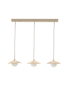 Подвесной светильник из дуба Wilara с 3 белыми шарами из дымчатого стекла