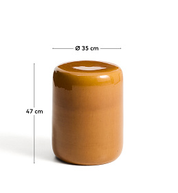 Уличный приставной столик Mesquida из керамики с горчичной глазурью 35 см