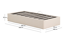 Основание кровати Nelzi из шенилла цвета экрю для матраса 90 x 200 см