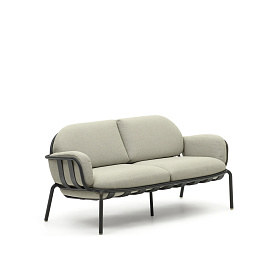 Уличный 2-местный диван Joncols с бежевой обивкой и серым алюминием 164 см