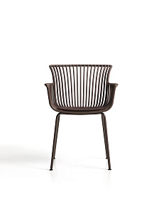 Уличный стул Surpika из пластика и коричневой стали