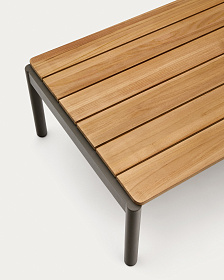 Журнальный столик Sorells из зеленого алюминия и тикового дерева 63 x 144,6 см