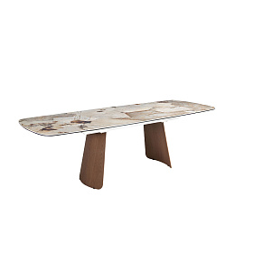 Раздвижной обеденный стол 1186 с столешницей из керамики  и основанием из шпона ореха