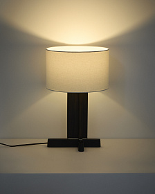 Настольная лампа Niani из каучукового дерева с темной отделкой Ø30 см