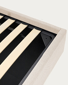 Кровать Nahiri бежевого цвета из шенилла с ящиком для хранения 150 x 200 см