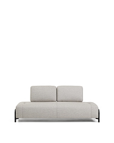 2-местный модуль дивана Compo из шенилла серо-бежевого цвета с черным каркасом, 200 см