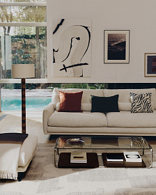 Торшер Mavran из коричневой керамики с хлопковым абажуром