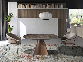 Раздвижной овальный обеденный стол 1113/MC22181DT из мраморной керамики и стали