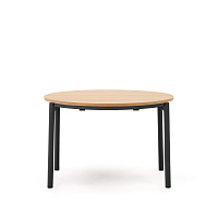 Montuiri раздвижной круглый стол из дубового шпона с черными ножками