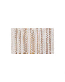Коврик для ванной Milda из 100% хлопка белого и бежевого цвета с бахромой 50 x 70 см