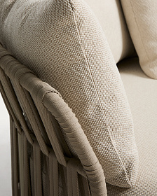 Двухместный модуль уличного дивана Osani из алюминия экрю и веревки цвета таупе 170 см