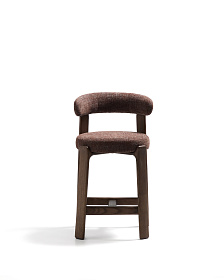 Полубарный стул Granite из коричневого шенилла и ясеня с отделкой орех 65 см