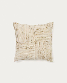 Чехол для подушки Anuba из жаккардовой ткани в бежевую и зелёную клетку 45 x 45 см