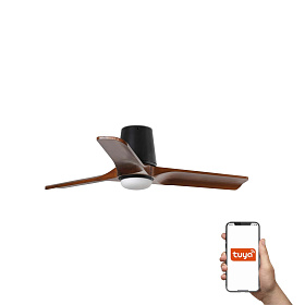 Потолочный вентилятор HEYWOOD TUB S Ш900 черный/орех 3P LED 10W TUYA