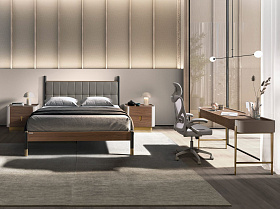 Письменный стол 7186  из ореха и серого лакированного дерева