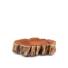 Журнальный столик Tavine из массива акации с выбеленной отделкой, с колесами Ø65 см