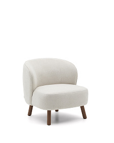 Кресло Ulit из бежевой синели с ножками из ясеня с отделкой под орех