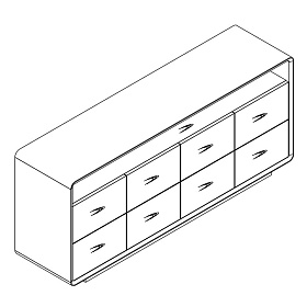 Сервант OLIMAR шпон ореха F, матовый лак RAL 075 70 10