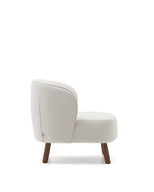 Кресло Ulit из бежевой синели с ножками из ясеня с отделкой под орех