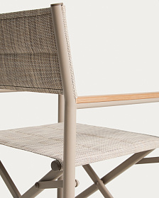 Складной уличный стул Tisno из алюминия цвета экрю и текстиля цвета экрю