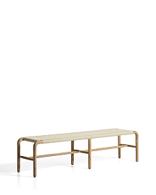 Скамейка Alipa из массива акации и веревки кремового цвета