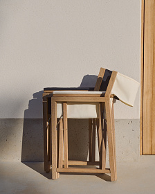 Складной стул Vilara для улицы из акации и текстиля белого цвета