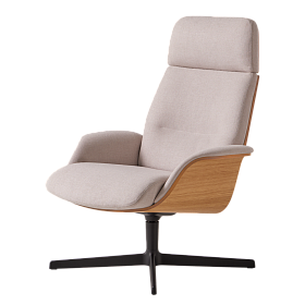 Кресло Rever с высокой дубовой спинкой, обивкой и алюминиевым поворотным основанием с 4 спицами