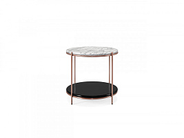 Приставной столик Stanley 1 Carrara Marble/Black/Copper Stainless