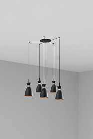 Люстра Retro 5L чёрно-медная