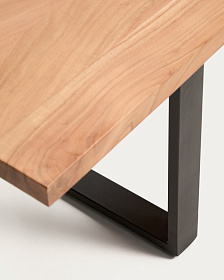 Скамейка Uxue из массива акации с черными стальными ножками, 180 x 45 см