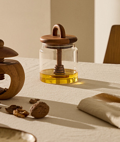 Nukha Банка для меда из стекла и 100% древесины акации FSC