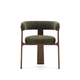 Granite Стул на 3 ножках из зеленого шенилла и массива ясеня в отделке орех