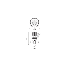 Встраиваемый светильник TULIPA DOWN ORI 15W 4000K CRI90 50° черный DALI