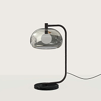 Настольная лампа Ipon черный металл, дымчато-синий плафон
