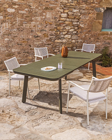 Раздвижной уличный стол Izola из алюминия с зеленой отделкой 220 (280) x 100 см